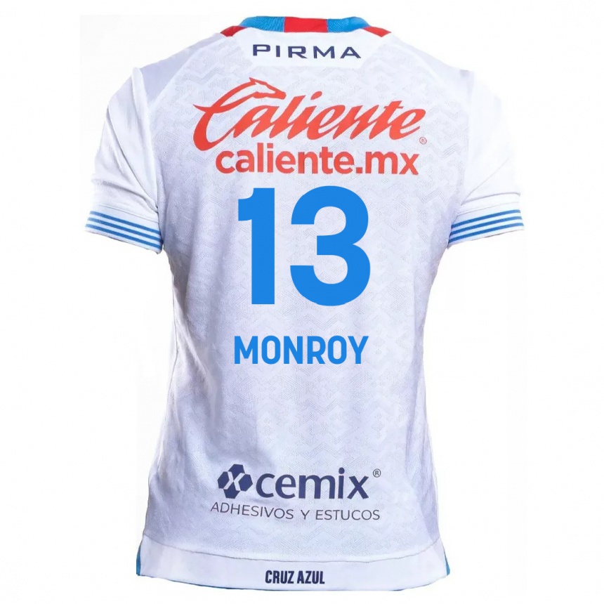 Vaikiškas Daniela Monroy #13 Balta Mėlyna Išvykos Marškinėliai 2024/25 T-Shirt