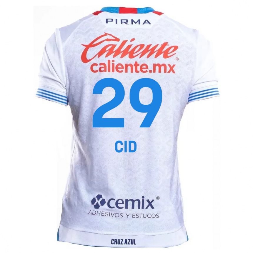 Vaikiškas Claudia Cid #29 Balta Mėlyna Išvykos Marškinėliai 2024/25 T-Shirt