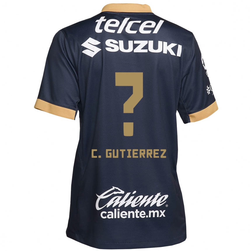 Vaikiškas Carlos Gutiérrez #0 Obsidian Gold White Išvykos Marškinėliai 2024/25 T-Shirt