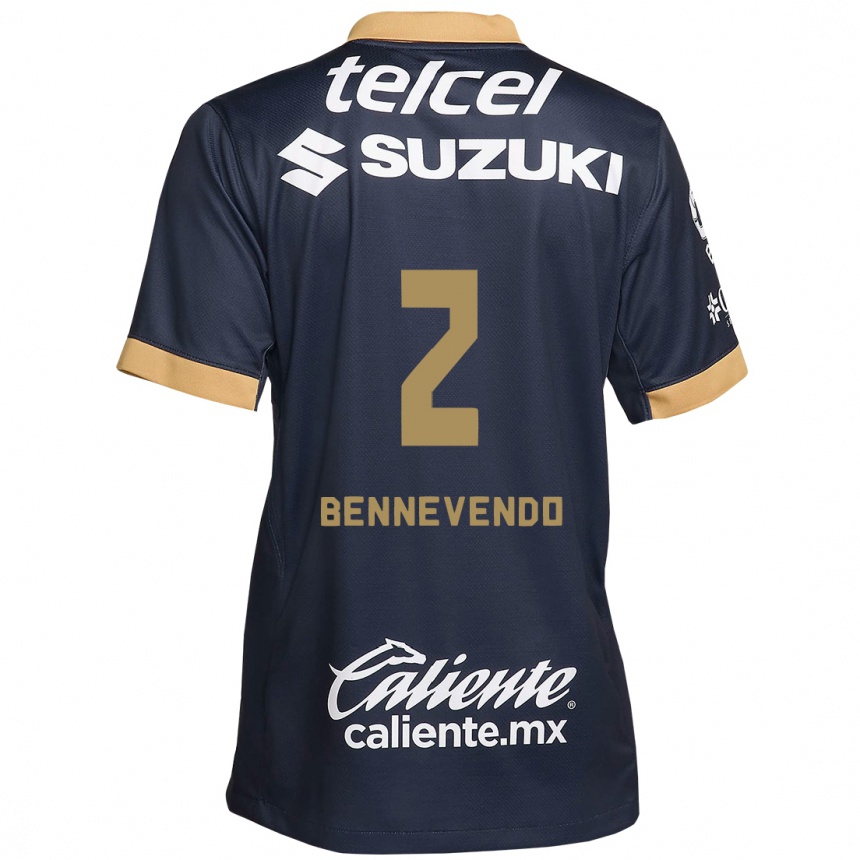 Vaikiškas Pablo Bennevendo #2 Obsidian Gold White Išvykos Marškinėliai 2024/25 T-Shirt