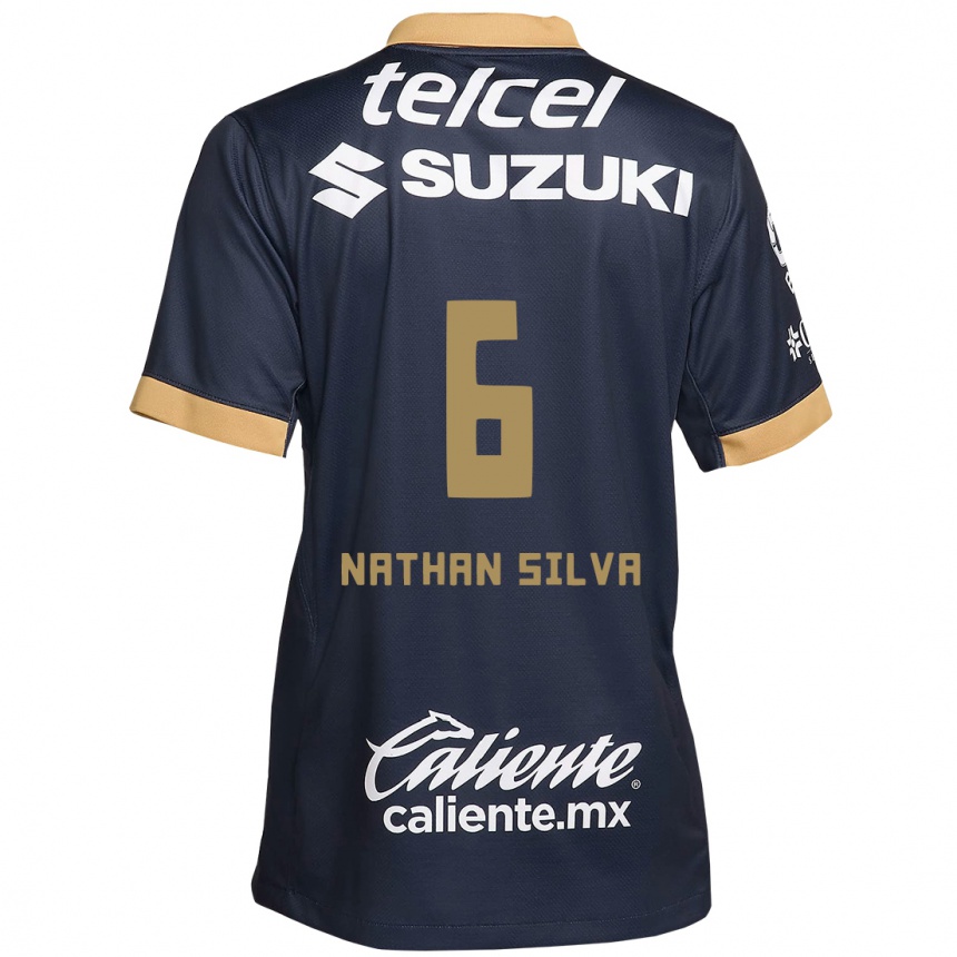 Vaikiškas Nathan Silva #6 Obsidian Gold White Išvykos Marškinėliai 2024/25 T-Shirt