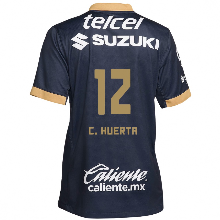 Vaikiškas César Huerta #12 Obsidian Gold White Išvykos Marškinėliai 2024/25 T-Shirt