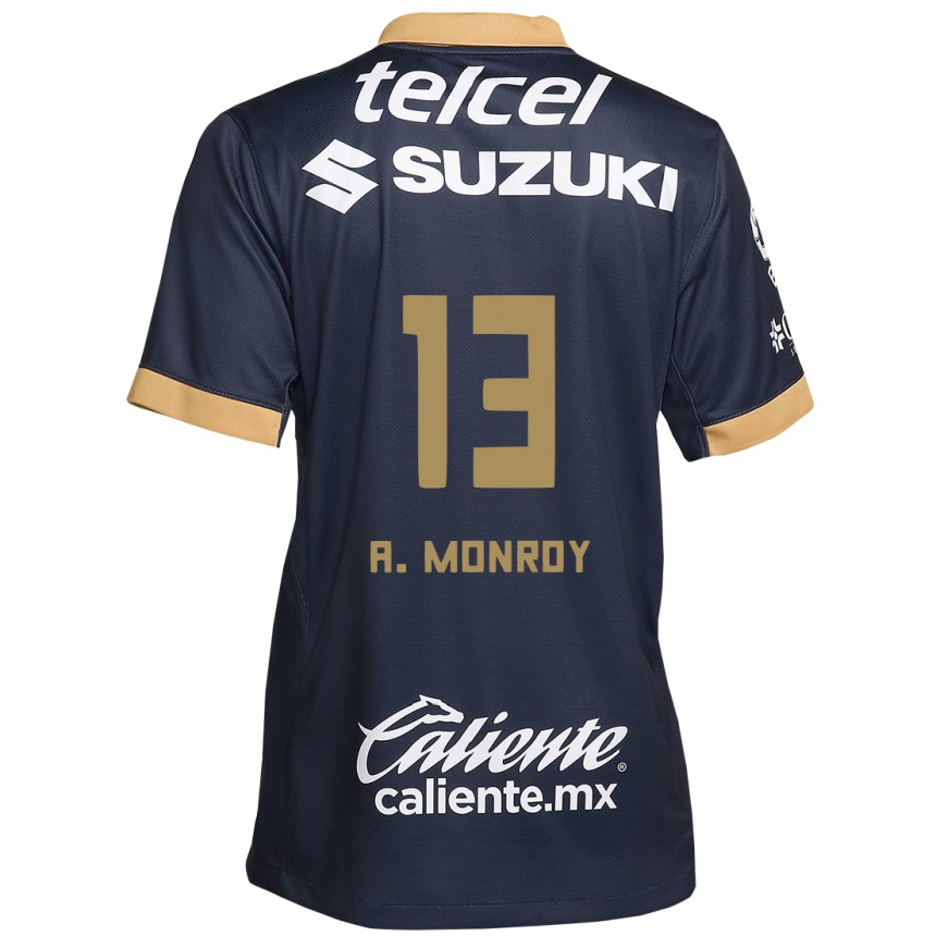 Vaikiškas Pablo Monroy #13 Obsidian Gold White Išvykos Marškinėliai 2024/25 T-Shirt