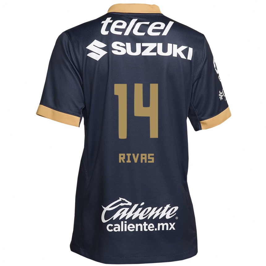 Vaikiškas Jesús Rivas #14 Obsidian Gold White Išvykos Marškinėliai 2024/25 T-Shirt