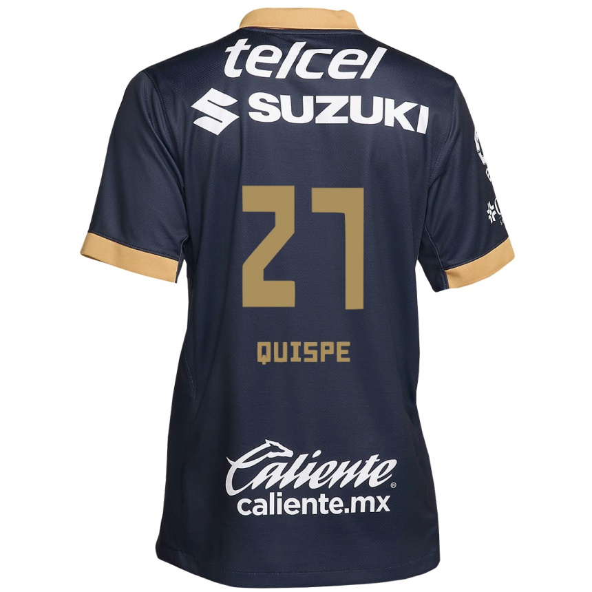 Vaikiškas Piero Quispe #27 Obsidian Gold White Išvykos Marškinėliai 2024/25 T-Shirt