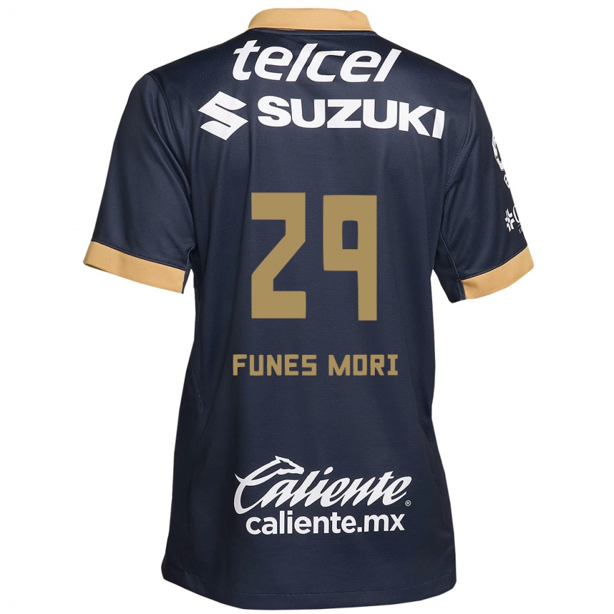 Vaikiškas Rogelio Funes Mori #29 Obsidian Gold White Išvykos Marškinėliai 2024/25 T-Shirt