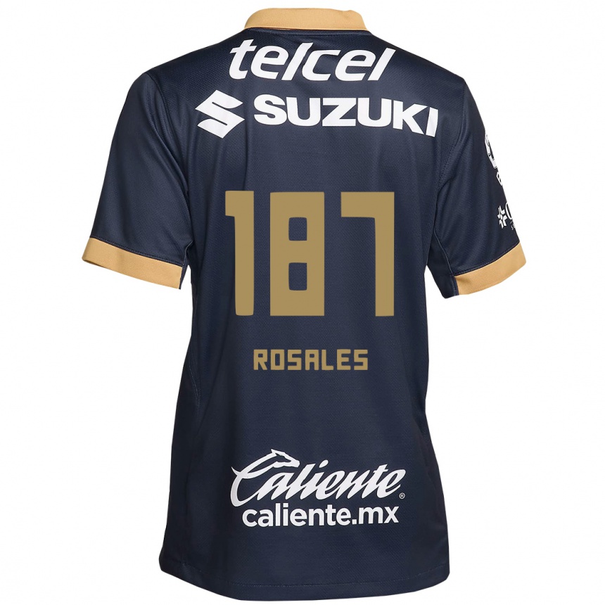 Vaikiškas Alonso Rosales #187 Obsidian Gold White Išvykos Marškinėliai 2024/25 T-Shirt