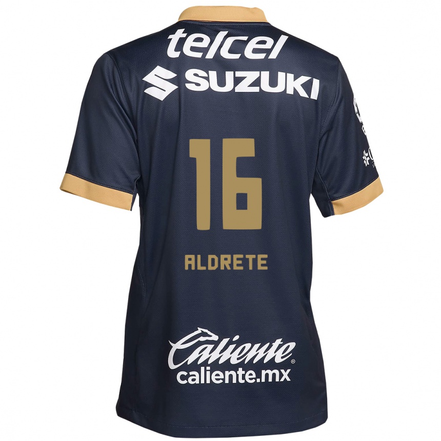 Vaikiškas Adrián Aldrete #16 Obsidian Gold White Išvykos Marškinėliai 2024/25 T-Shirt