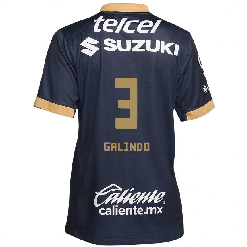 Vaikiškas Ricardo Galindo #3 Obsidian Gold White Išvykos Marškinėliai 2024/25 T-Shirt