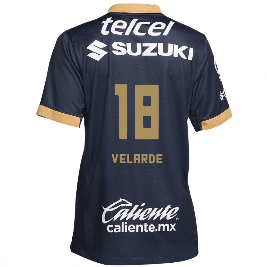 Vaikiškas Efrain Velarde #18 Obsidian Gold White Išvykos Marškinėliai 2024/25 T-Shirt