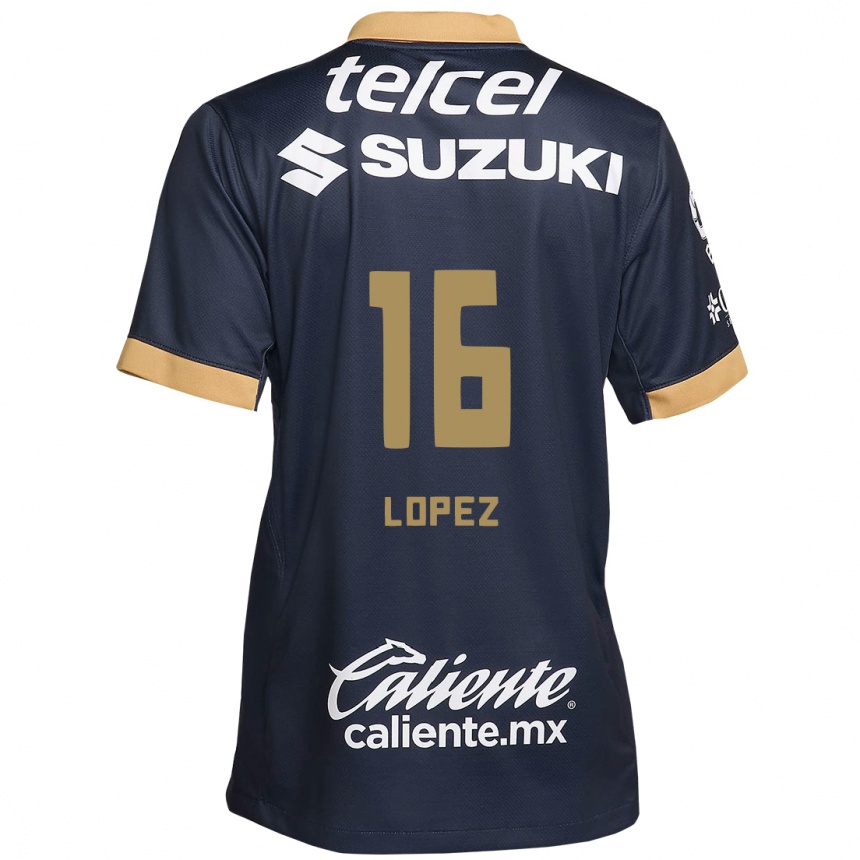 Vaikiškas Samantha Lopez #16 Obsidian Gold White Išvykos Marškinėliai 2024/25 T-Shirt