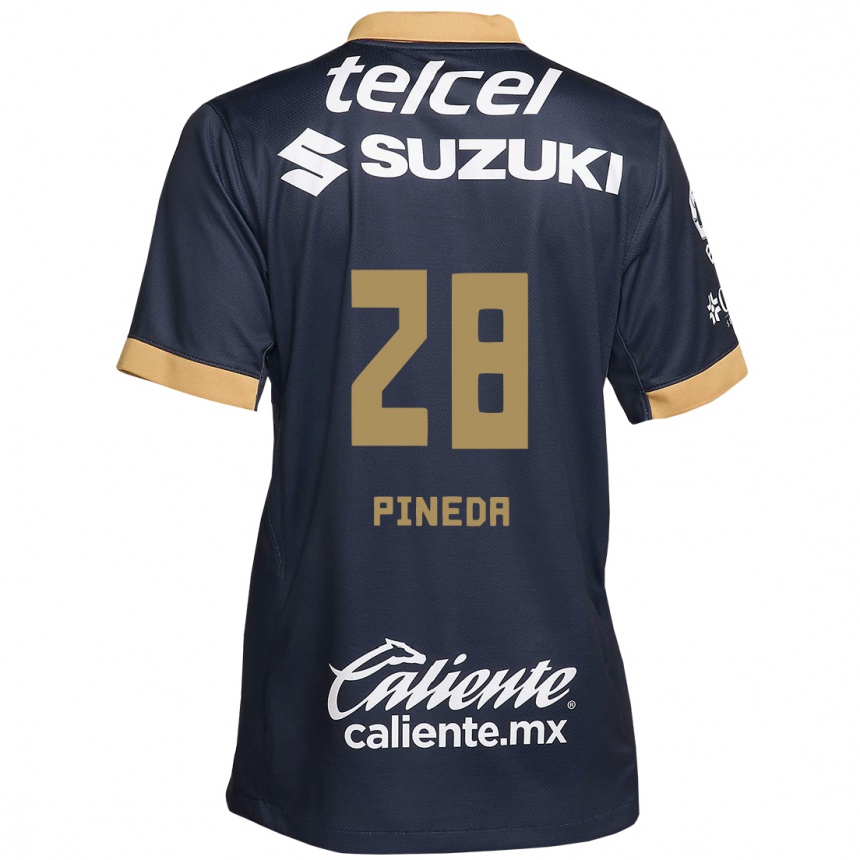 Vaikiškas Grecia Pineda #28 Obsidian Gold White Išvykos Marškinėliai 2024/25 T-Shirt