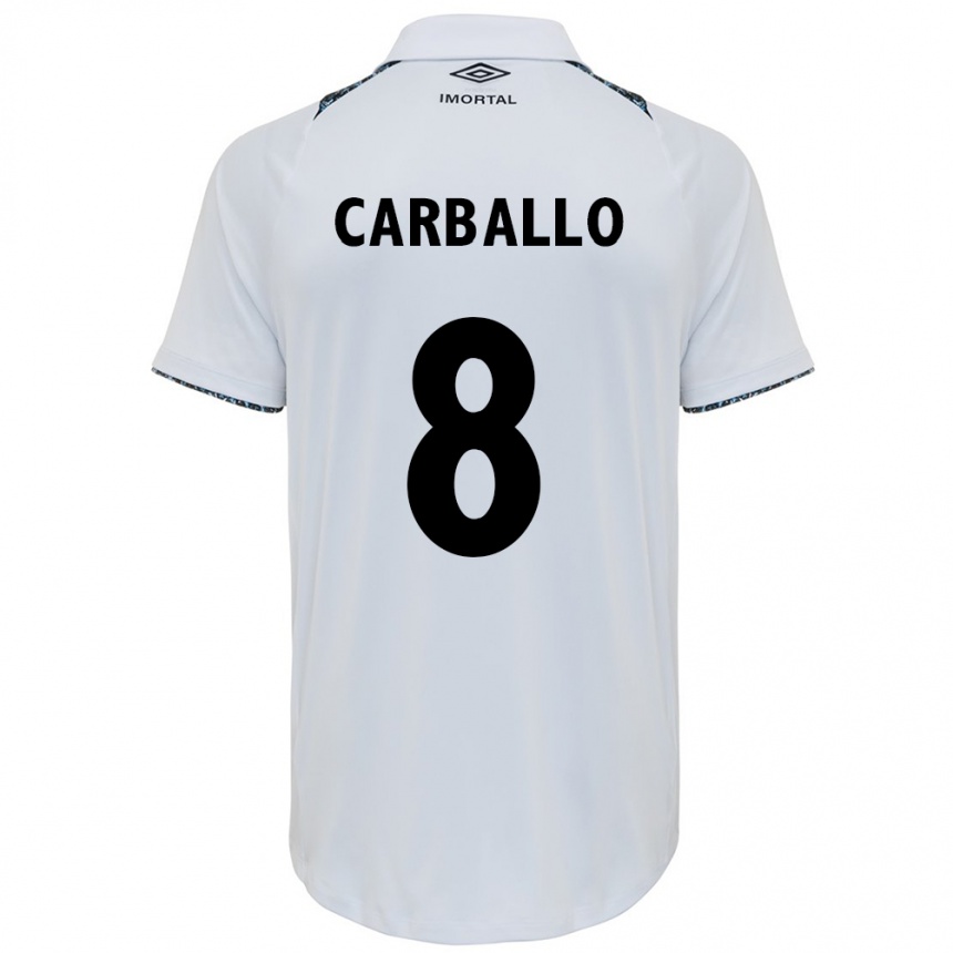 Vaikiškas Felipe Carballo #8 Balta Mėlyna Išvykos Marškinėliai 2024/25 T-Shirt