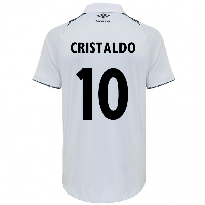 Vaikiškas Franco Cristaldo #10 Balta Mėlyna Išvykos Marškinėliai 2024/25 T-Shirt