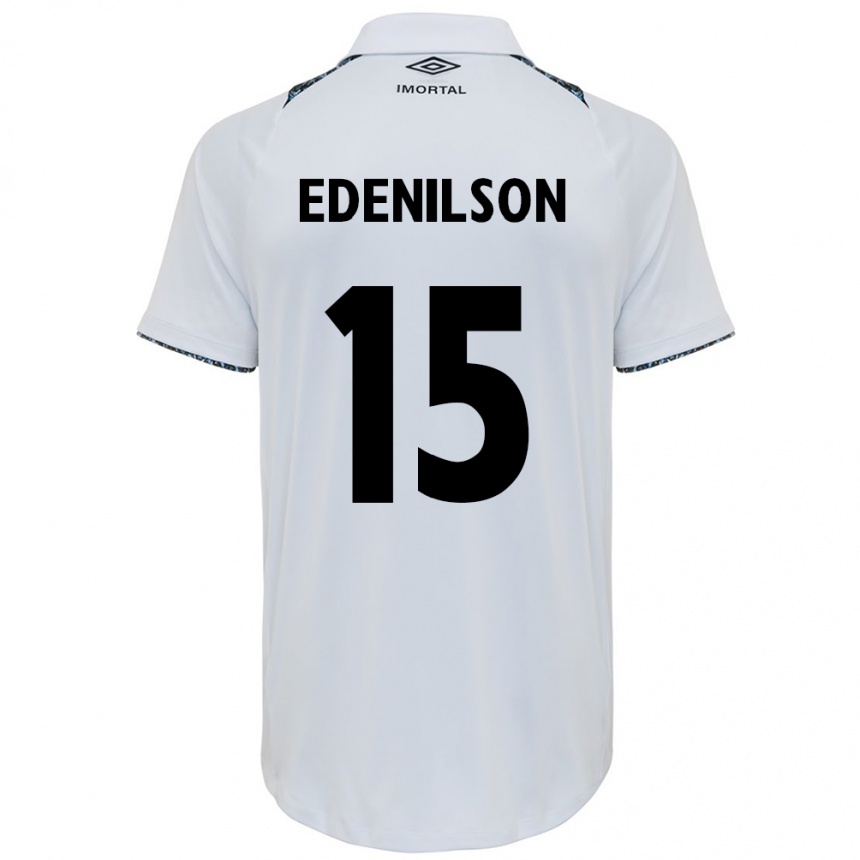 Vaikiškas Edenilson #15 Balta Mėlyna Išvykos Marškinėliai 2024/25 T-Shirt