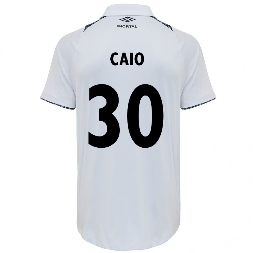 Vaikiškas Rodrigo Caio #30 Balta Mėlyna Išvykos Marškinėliai 2024/25 T-Shirt