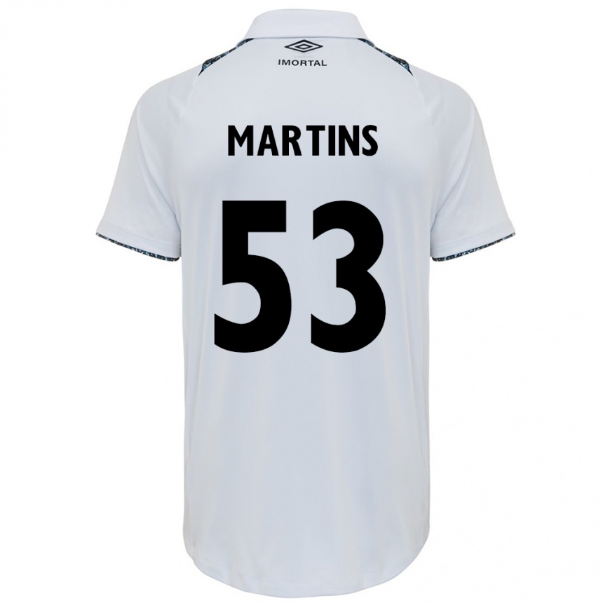 Vaikiškas Gustavo Martins #53 Balta Mėlyna Išvykos Marškinėliai 2024/25 T-Shirt