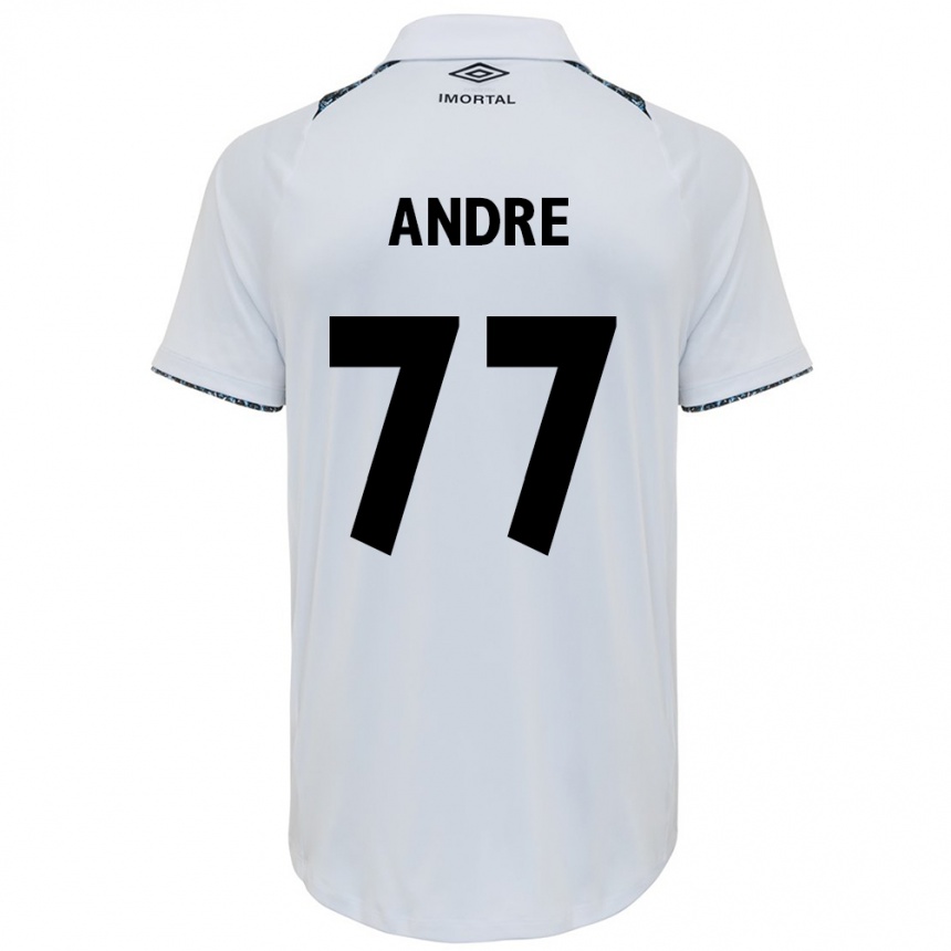 Vaikiškas André #77 Balta Mėlyna Išvykos Marškinėliai 2024/25 T-Shirt