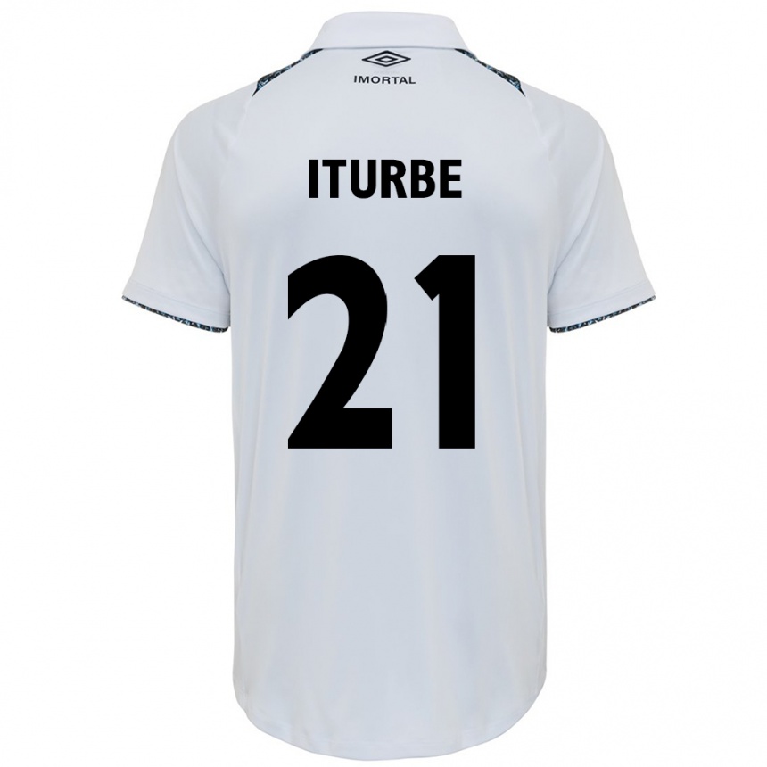 Vaikiškas Juan Iturbe #21 Balta Mėlyna Išvykos Marškinėliai 2024/25 T-Shirt