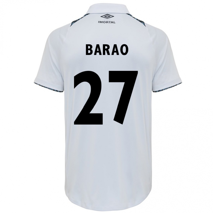 Vaikiškas Dani Barão #27 Balta Mėlyna Išvykos Marškinėliai 2024/25 T-Shirt