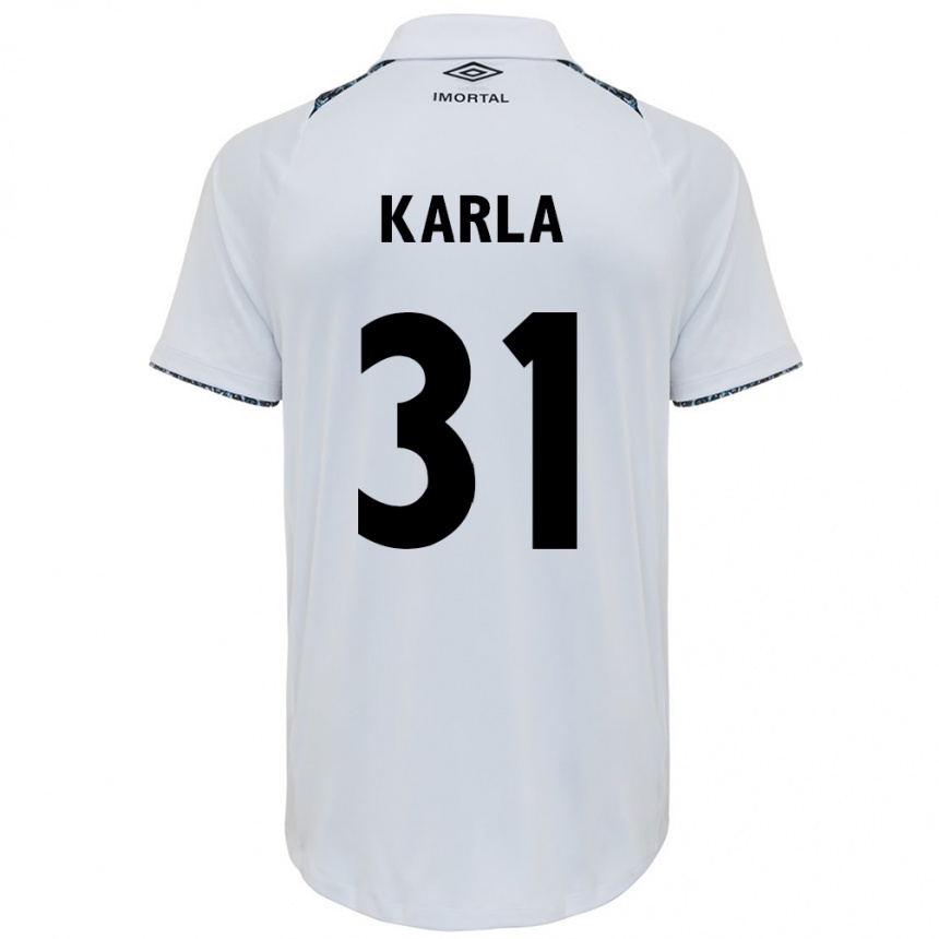 Vaikiškas Emmily Karla #31 Balta Mėlyna Išvykos Marškinėliai 2024/25 T-Shirt