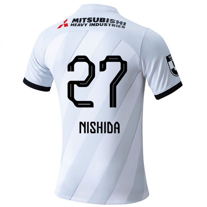 Vaikiškas Haruto Nishida #27 Balta Pilka Išvykos Marškinėliai 2024/25 T-Shirt