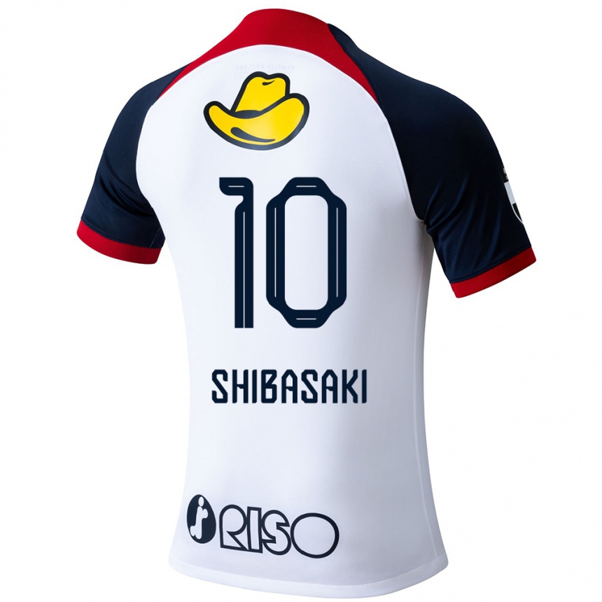 Vaikiškas Gaku Shibasaki #10 Balta Mėlyna Raudona Išvykos Marškinėliai 2024/25 T-Shirt