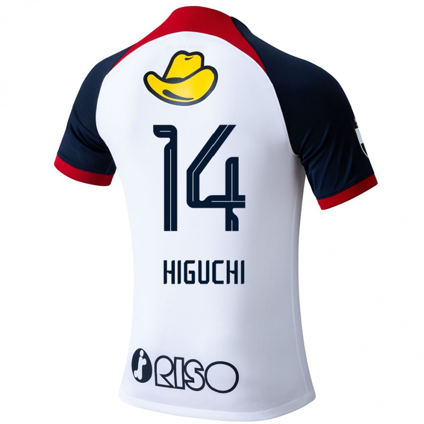 Vaikiškas Yuta Higuchi #14 Balta Mėlyna Raudona Išvykos Marškinėliai 2024/25 T-Shirt