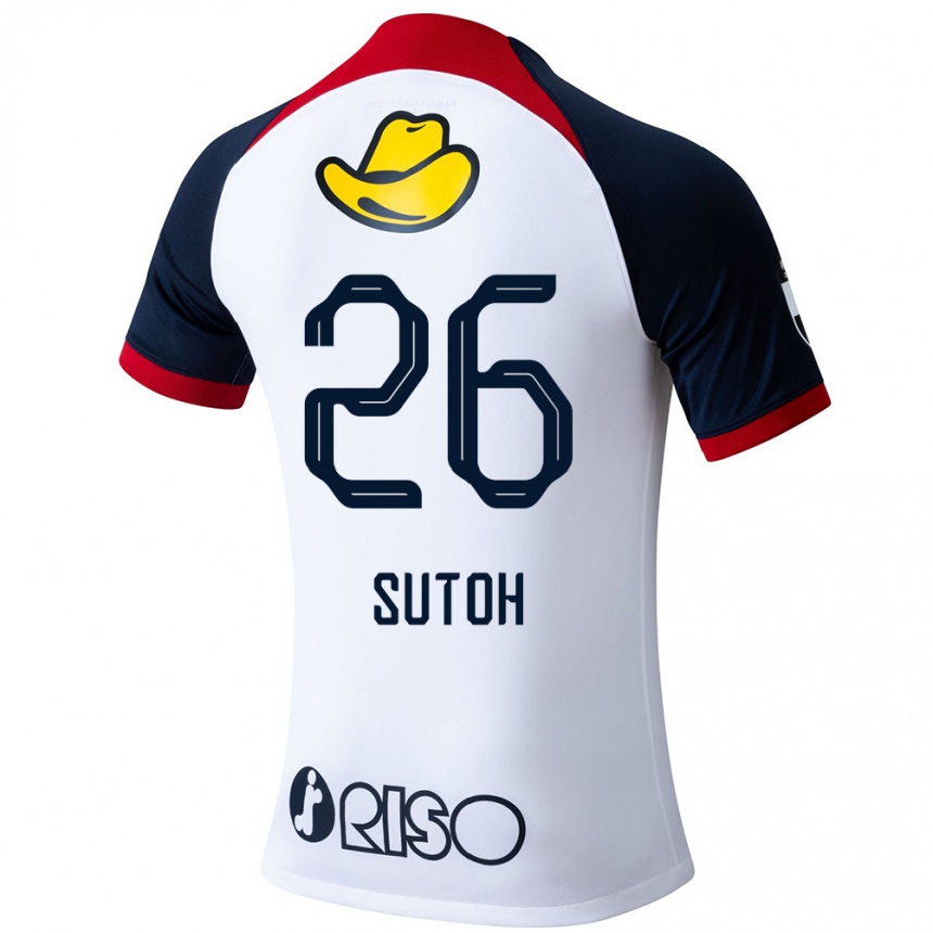 Vaikiškas Naoki Suto #26 Balta Mėlyna Raudona Išvykos Marškinėliai 2024/25 T-Shirt