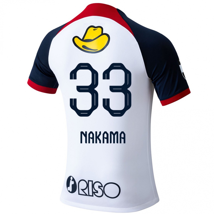 Vaikiškas Hayato Nakama #33 Balta Mėlyna Raudona Išvykos Marškinėliai 2024/25 T-Shirt