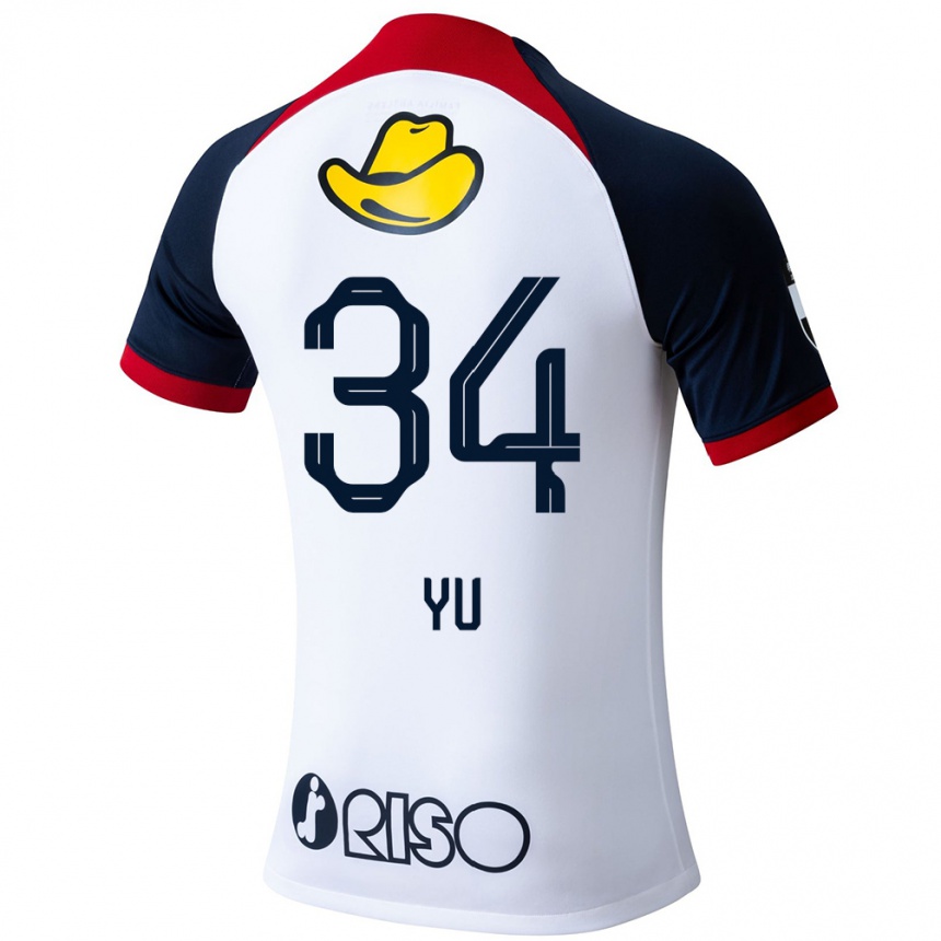 Vaikiškas Yu Funabashi #34 Balta Mėlyna Raudona Išvykos Marškinėliai 2024/25 T-Shirt