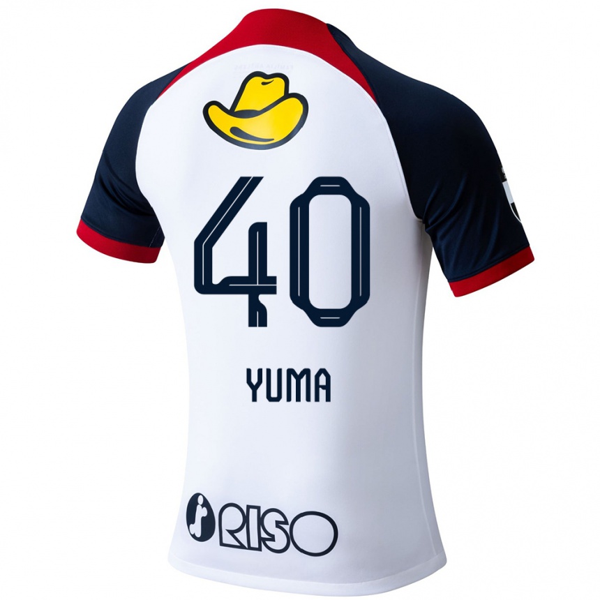 Vaikiškas Yuma Suzuki #40 Balta Mėlyna Raudona Išvykos Marškinėliai 2024/25 T-Shirt