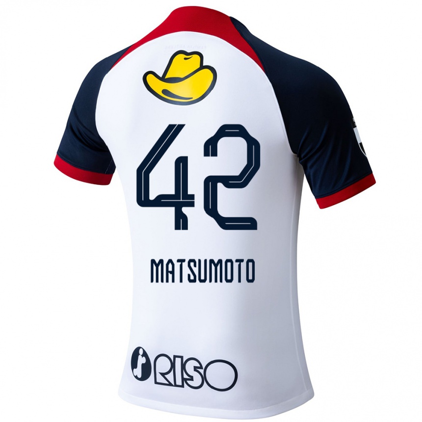 Vaikiškas Haruto Matsumoto #42 Balta Mėlyna Raudona Išvykos Marškinėliai 2024/25 T-Shirt