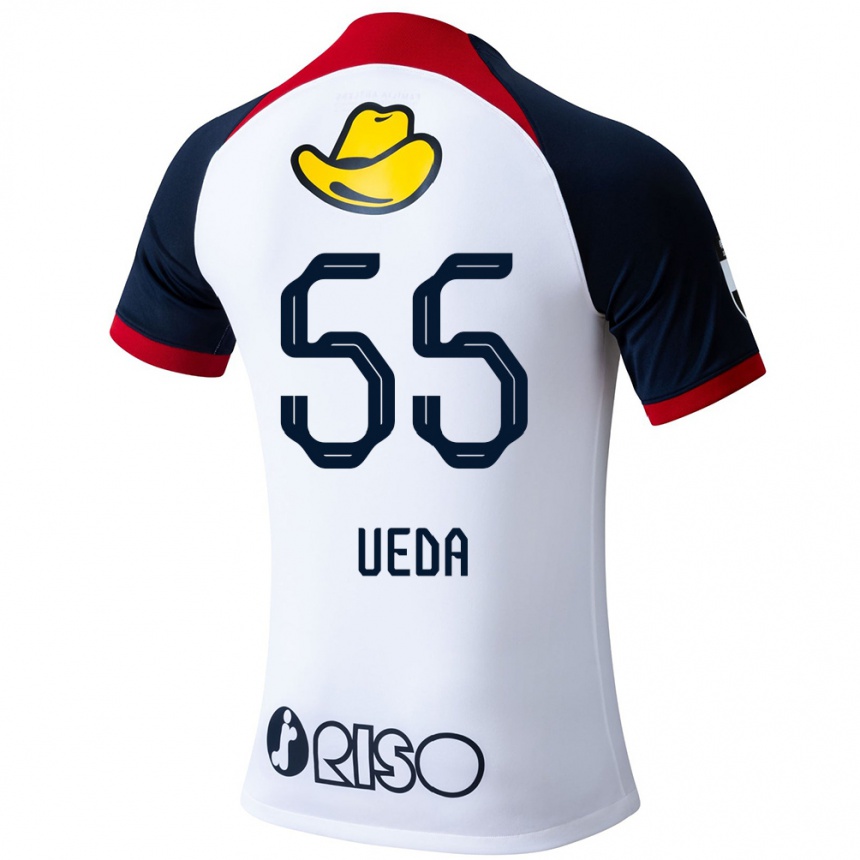 Vaikiškas Naomichi Ueda #55 Balta Mėlyna Raudona Išvykos Marškinėliai 2024/25 T-Shirt