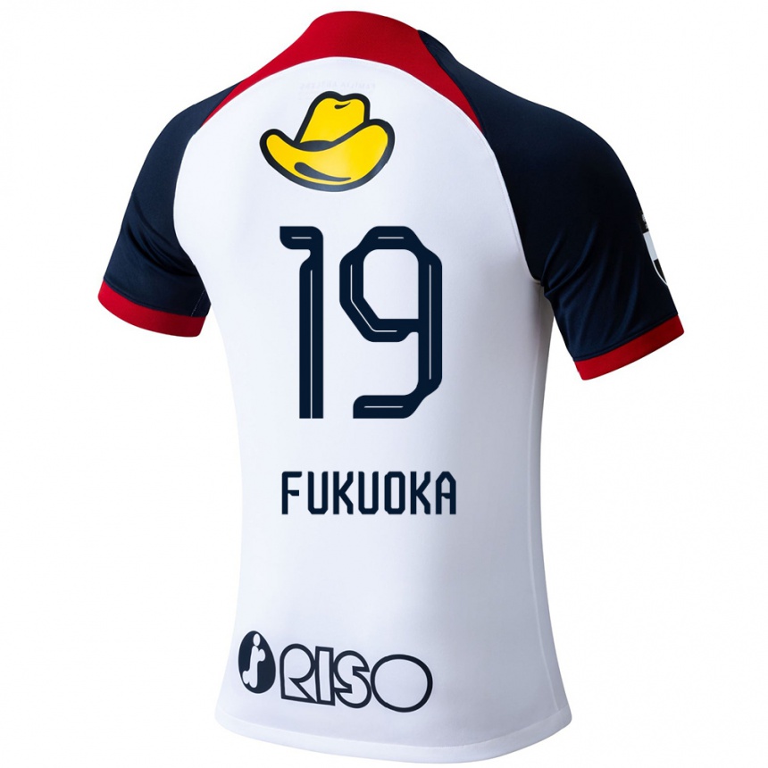 Vaikiškas Yuwa Fukuoka #19 Balta Mėlyna Raudona Išvykos Marškinėliai 2024/25 T-Shirt