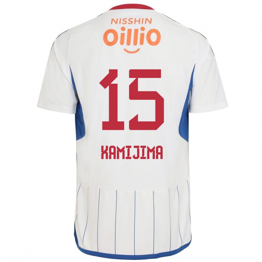 Vaikiškas Takumi Kamijima #15 Balta Mėlyna Raudona Išvykos Marškinėliai 2024/25 T-Shirt