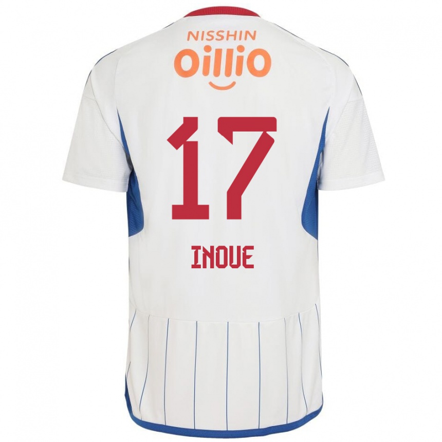 Vaikiškas Kenta Inoue #17 Balta Mėlyna Raudona Išvykos Marškinėliai 2024/25 T-Shirt