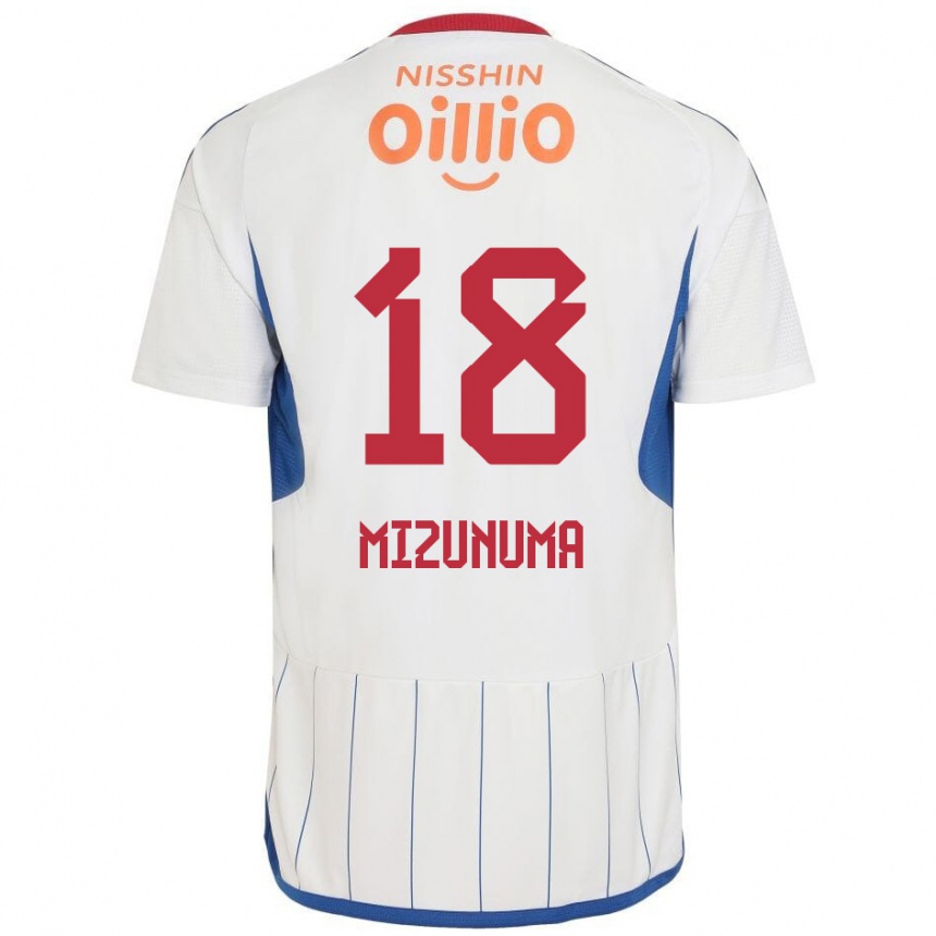 Vaikiškas Kota Mizunuma #18 Balta Mėlyna Raudona Išvykos Marškinėliai 2024/25 T-Shirt