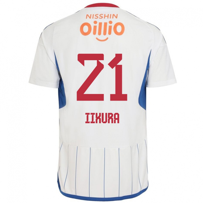 Vaikiškas Hiroki Iikura #21 Balta Mėlyna Raudona Išvykos Marškinėliai 2024/25 T-Shirt