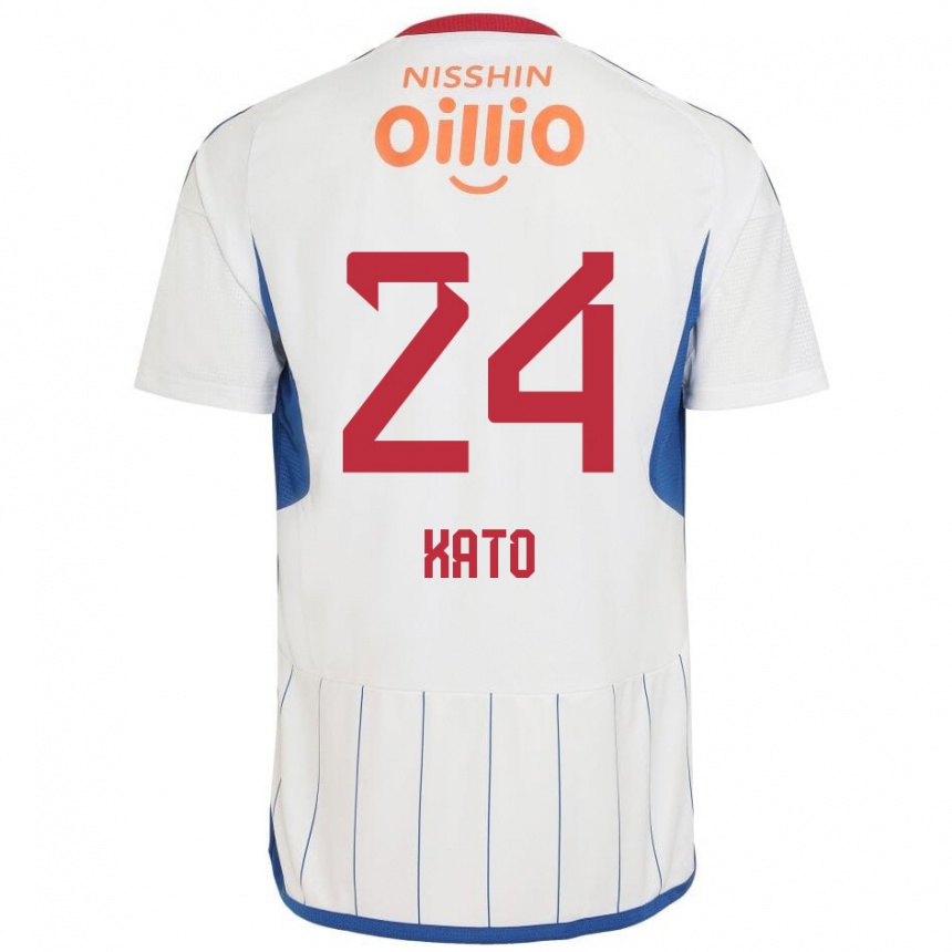 Vaikiškas Hijiri Kato #24 Balta Mėlyna Raudona Išvykos Marškinėliai 2024/25 T-Shirt