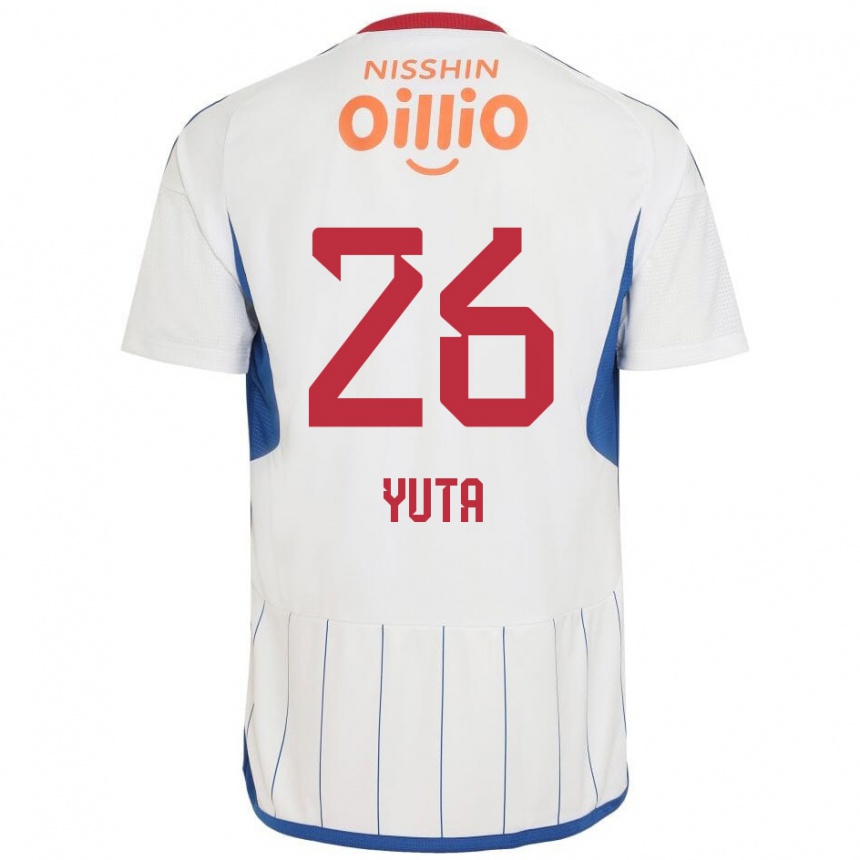 Vaikiškas Yuta Koike #26 Balta Mėlyna Raudona Išvykos Marškinėliai 2024/25 T-Shirt