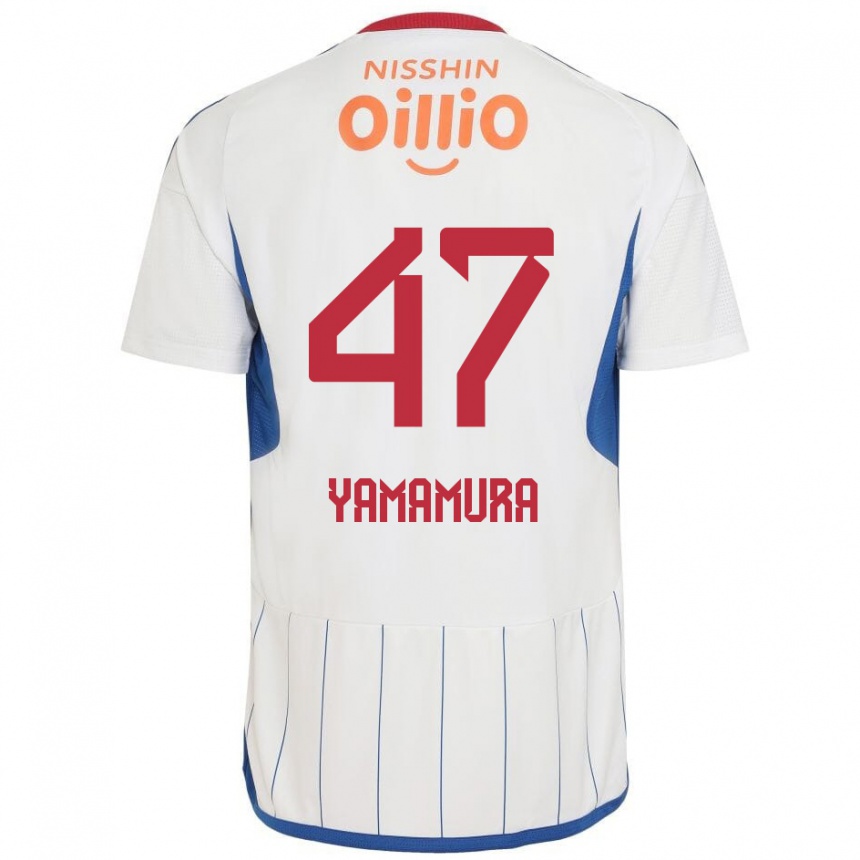 Vaikiškas Kazuya Yamamura #47 Balta Mėlyna Raudona Išvykos Marškinėliai 2024/25 T-Shirt