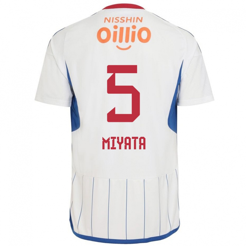 Vaikiškas Haru Miyata #5 Balta Mėlyna Raudona Išvykos Marškinėliai 2024/25 T-Shirt