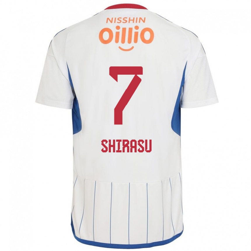 Vaikiškas Kento Shirasu #7 Balta Mėlyna Raudona Išvykos Marškinėliai 2024/25 T-Shirt