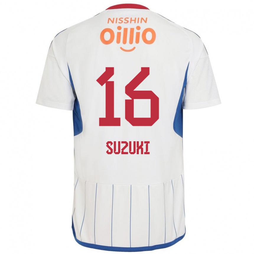 Vaikiškas Kai Suzuki #16 Balta Mėlyna Raudona Išvykos Marškinėliai 2024/25 T-Shirt