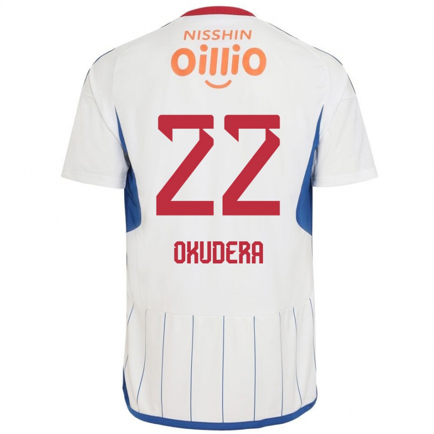 Vaikiškas Minato Okudera #22 Balta Mėlyna Raudona Išvykos Marškinėliai 2024/25 T-Shirt