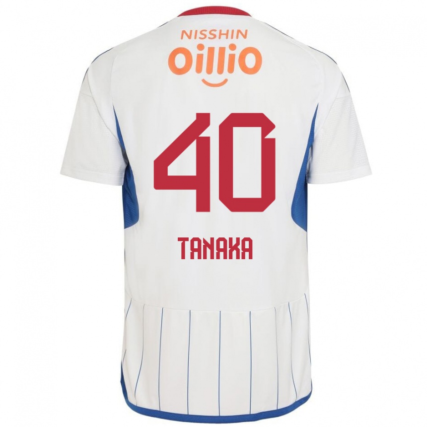 Vaikiškas Hiei Tanaka #40 Balta Mėlyna Raudona Išvykos Marškinėliai 2024/25 T-Shirt