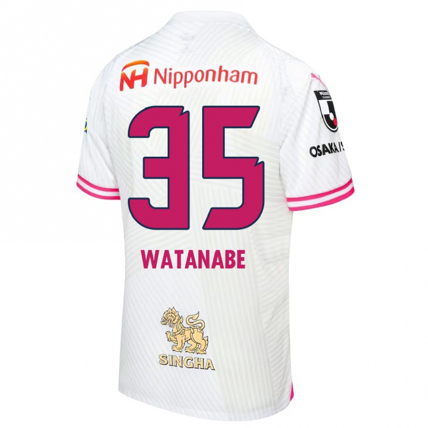 Vaikiškas Ryo Watanabe #35 Balta Rožinė Išvykos Marškinėliai 2024/25 T-Shirt