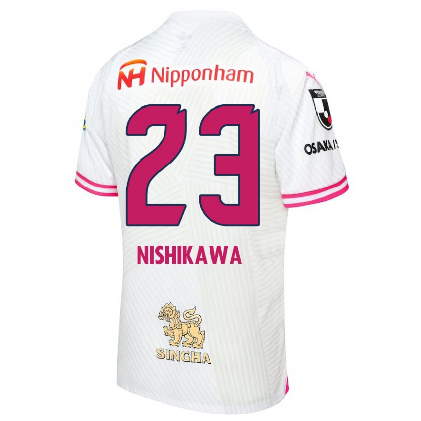 Vaikiškas Hiroki Nishikawa #23 Balta Rožinė Išvykos Marškinėliai 2024/25 T-Shirt