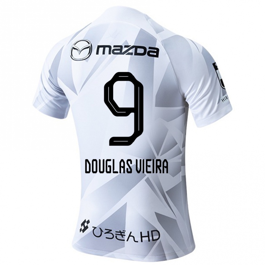 Vaikiškas Douglas Vieira #9 Balta Pilka Juoda Išvykos Marškinėliai 2024/25 T-Shirt